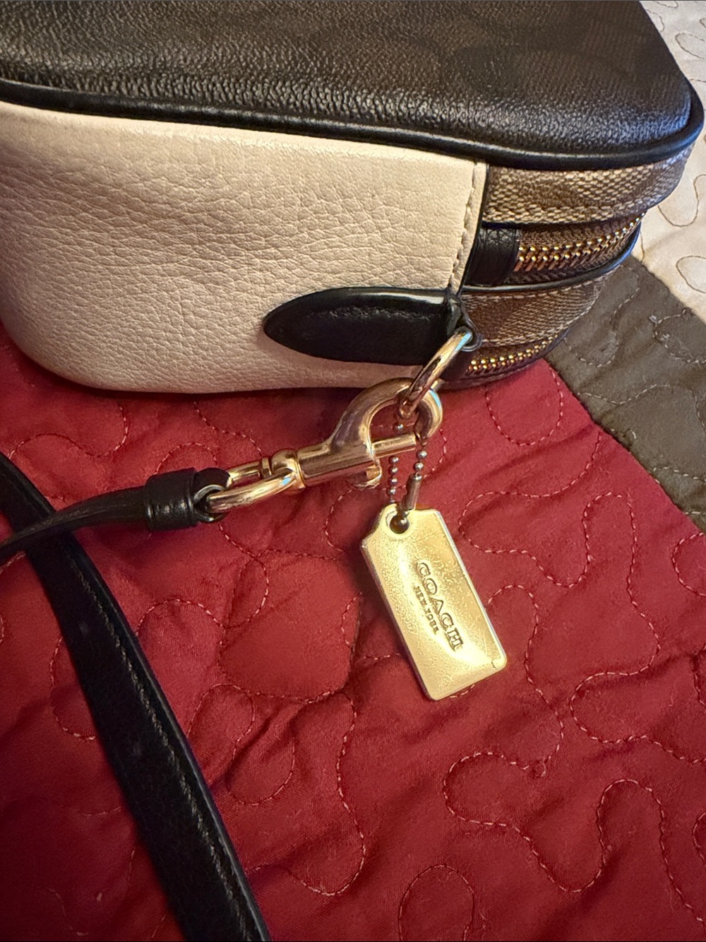 Coach Signature Crossbody Bag in Brown and Cream - Picture 9 of 11